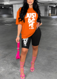 Fashionable Printed Short-Sleeve and Shorts Set