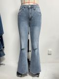 New Style Ripped High-Waisted Stretch Flared Jeans