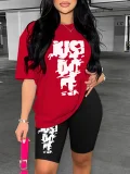 Fashionable Printed Short-Sleeve and Shorts Set