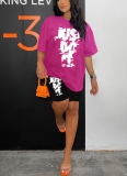 Fashionable Printed Short-Sleeve and Shorts Set