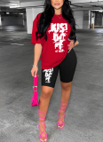 Fashionable Printed Short-Sleeve and Shorts Set