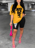 Fashionable Printed Short-Sleeve and Shorts Set