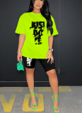 Fashionable Printed Short-Sleeve and Shorts Set