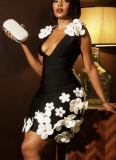 New Style 3D Floral Beaded Slim Fit Sleeveless Party Evening Dress