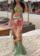 Sexy Crop Top Strapless Spaghetti Strap Floral Print Dress
