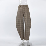 New Casual Loose-fitting Slimming Plaid Curved Pants