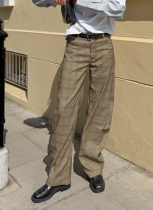 New Casual Loose-fitting Slimming Plaid Curved Pants