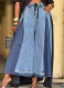 2026 New Elastic Drawstring Pleated Color-Blocked Wide-Leg Cropped Jeans