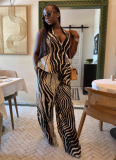 2026 New Style Elegant Printed Halter Neck Vest Top and Wide-Leg Pants Set