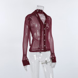 New Reflective Exquisite Long-Sleeved Shirt Cardigan With Strappy Shoulder Ribbon