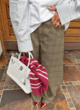 New Casual Loose-fitting Slimming Plaid Curved Pants