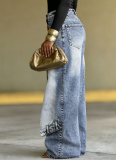 2026 New Design Deconstructed Layered Washed Denim Jeans