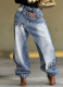 2026 New Design Deconstructed Layered Washed Denim Jeans