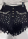 Summer Rhinestone Beaded Tassel Trim Denim Shorts