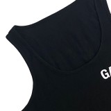 Sexy Letter Print Slim Fit Vest Dress