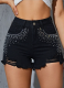 Fashion High-Waisted Beaded Denim Shorts