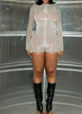 Sexy Super Elastic Glossy See-Through Jumpsuit Shorts