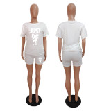 Casual Printed T-shirt and Shorts Tracksuit