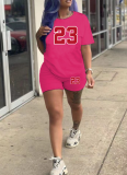 Casual Plus Size Digital Print T-Shirt Shorts Tracksuit