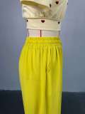 Fashion Set Crew-Neck Heart-Print Short-Sleeve Top & Wide-Leg Pants