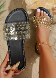Casual One-strap Studded Peep Toe Flat Sandals