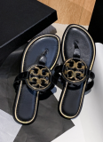Fashionable Hollow-Out Metal Buckle Flat Flip-Flops