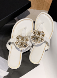 Fashionable Hollow-Out Metal Buckle Flat Flip-Flops