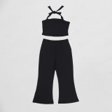 Fashion Backless Halter Neck Tank Top Set