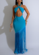 Sexy Hollow-Out Sleeveless Halter Neck Bodycon Tassel Long Dress