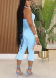 Fashion Backless Halter Neck Tank Top Set