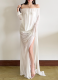 Sexy Mesh Solid Color Off-Shoulder Sheer Long-Sleeve Dress