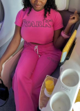 2026 Casual Printed Letter T-Shirt Top and Pants Two-Piece Set