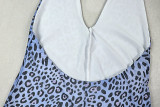 Fashion Leopard Print Sheer Halter Neck U-Neck Bodycon Jumpsuit