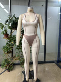 2026 Sexy Color-Blocked Backless Yoga Bodysuit