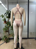2026 Sexy Color-Blocked Backless Yoga Bodysuit