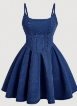 New Casual Cute Sweet Suspender Denim Dress