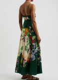 New Style Elegant High-Waisted Cotton Linen Printed Sundress