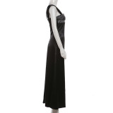 Sexy Strapless Backless Rhinestone-Studded Waist-cinching Long Dress