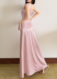 Sexy Strapless Backless Rhinestone-Studded Waist-cinching Long Dress