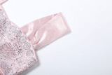 Sexy Strapless Backless Rhinestone-Studded Waist-cinching Long Dress