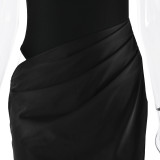 New Round Neck Sleeveless Slim Fit Patchwork Hollow-Out Long Dress