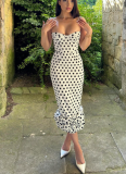 Sexy Polka Dot Print Slim Fit Spaghetti Strap Dress