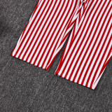 New Striped Hollow-Out Backless Tie-Up Short Jumpsuit