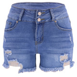 Summer Casual High-Waisted Ripped Frayed Jeans