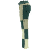 Summer Mixed Color Patchwork High-Waisted Slim Fit Straight Leg Jeans