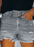 Summer Casual High-Waisted Ripped Frayed Jeans
