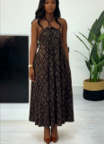 Summer Loose-fitting Printed Halter Neck Sleeveless Full Skirt Dress