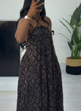 Summer Loose-fitting Printed Halter Neck Sleeveless Full Skirt Dress