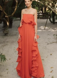 2026 Summer New Pleated Strapless Full Skirt Dress