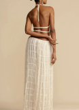 2026 Sexy Sleeveless Backless Halter Neck Top and Full Skirt Set